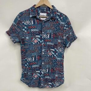 YoungLA Medium Multicolor Aztec Western Geometric Button-Down‎ Shirt